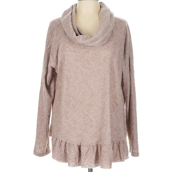 Maeve Anthropologie Addie Sweater Women’s Large Cowl Neck Ruffled Hacci Pullover - Picture 1 of 7